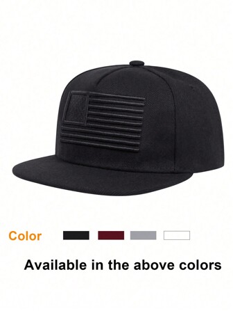 1pc Unisex Kids American Flag Embroidered Casual Adjustable Sun Hat For Boys & Girls, Outdoor Travel