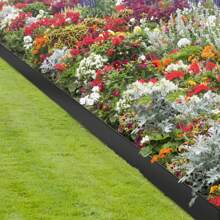 LILIIN 5 Pieces Lawn Edging Metal Galvanized Mowing Edge Silver / Black Flower Bed Edging Palisade Set 100x18cm / 100x15cm Root Barrier Garden Bed Garden Edging - Black - View 3