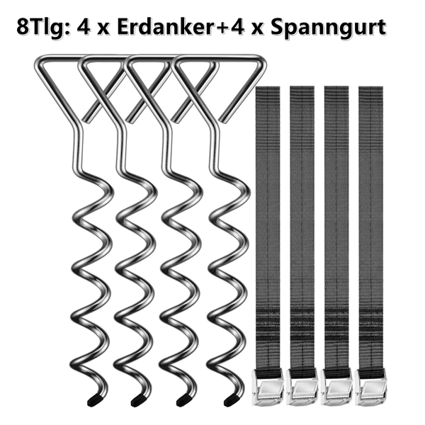 900kg wetterfest & witterungsbeständig Trampolin Bodenanker Befestigung Erdanker Set Sicherung Spanngurte 40cm Geeignet für Festzelte, Basketballkorbsysteme, Schaukelstühle, Gartenhäuser, Schutzstangen und verschiedene Outdoor-Ausrüstung. Sie können die Hundeleine auch mit der Bodenverankerung verbinden.