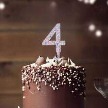 數字生日蛋糕裝飾，多彩閃粉亞克力蛋糕上層，派對用品 - 彩色 - 查看 7