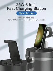 Anirun Fast Wireless Charger, 3 In 1 Wireless Charging Stand Compatible With Samsung Galaxy S24/S23/S22/S21/S20/Note20/10 And Galaxy Watch 6/5 Pro/4/3 - Black - View 1