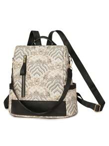 Anti-Theft Multifunction Colorblock Backpack Suitable For Daily Commuting, School Backpack