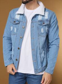 Men Denim Jackets - Rửa trung bình - Xem 4
