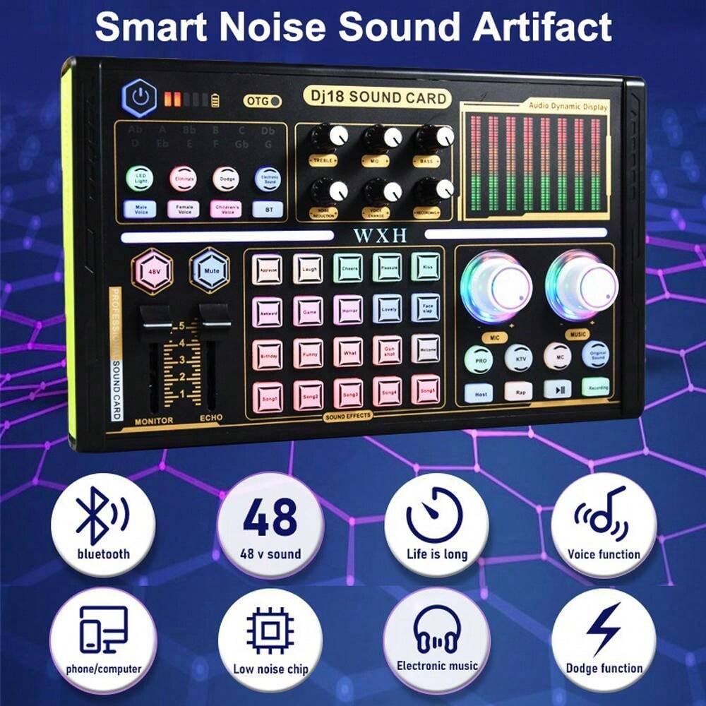 Dj18 Live Sound Card Wireless Bluetooth DJ Device Live Broadcast Sound