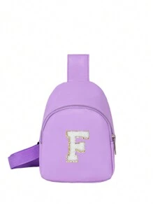1 件女孩字母印花可爱肩带包，斜挎包，适合日常使用、户外、旅行、徒步旅行、便携、理想礼物 - 紫色 - 查看 26