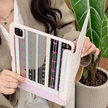 1pc Pink Mirror Finish Lace Butterfly & Flower Pattern Tablet Case Compatible With IPad 10.9/10.2/Air4/5/Pro11/10th/10.5 - Pink - View 4