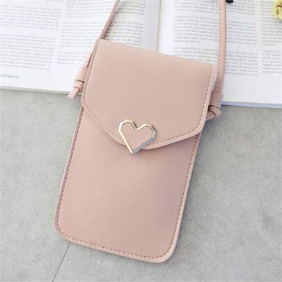 Bolsa Transversal para Celular com Bolsa e Carteira, Corações, Fivela de Couro de PU, Tela de Toque, Compatível com , Pequeno, Moedas, Estudantes, Bolsa de Valentines para Mulheres