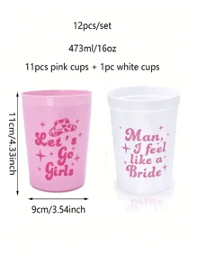 12pcs Bachelorette Party Cups, 16oz Reusable Plastic Cups Cowgirl Bridal Shower 70s Theme Retro Bachelorette Party Favors Decorations,Christmas