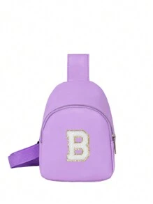 1 件女孩字母印花可爱肩带包，斜挎包，适合日常使用、户外、旅行、徒步旅行、便携、理想礼物 - 紫色 - 查看 10