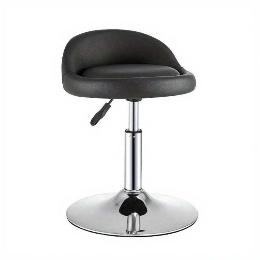 Modern Swivel Stool, Height Adjustable Rolling Beauty Salon Chair With Chrome Base, Salon & Spa Stool - Black - View 1