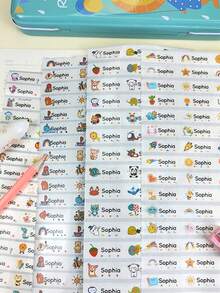 100pcs Custom Name Sticker Labels For School Stationery, Various Cartoon Animals Waterproof Personalized Labels Gifts Birthday Graduation - Multicolor - View 4