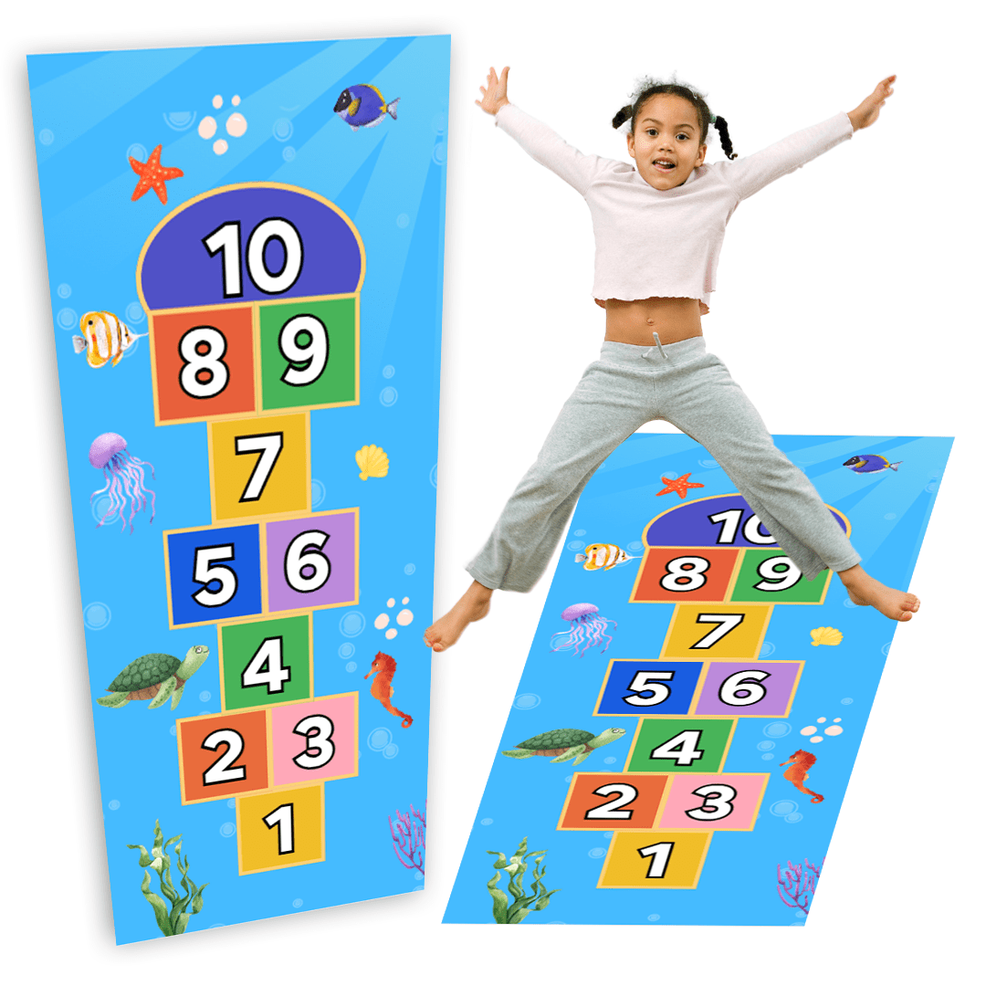 Tapete Amarelinha de Atividades Infantil Em Lona 1,55X75CM Tapete Pedagógico Resistente pode Lavar Kids Brincadeiras Lúdicas ao ar livre Atividade de Coordenação Motora Quarto Infantil escola Brinquedo Menina e menino Rick Brinck