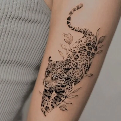 1pc Washable Temporary Tattoo Sticker, Wild Animal - Leopard, Suitable For Fashion Leader