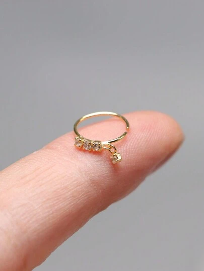 1 st näsring i 925 sterlingsilver, örhängen i brosk med cz-mönster, näspiercingsmycken