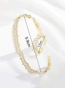 rakol 2 pezzi Set di anello e braccialetto con decorazione asimmetrica in zirconia cubica alla moda - Oro giallo - Visualizzare 8