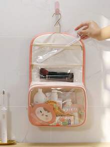 1 Túi đựng đồ vệ sinh cá nhân du lịch nhiều ngăn họa tiết hoạt hình - Màu Hồng baby - Xem 5