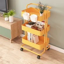 Carrito Auxiliar Estetica Multiuso 3 Estantes Con Pasamanoz, Estantes Metálicos, Carrito Organizador Multiusos 3 Niveles Metálico Con Ruedas, Estante de almacenamiento Carro de almacenamiento extensible de 3 niveles multifuncional utilizado en la oficina, dormitorio, Carros Negros Con Ruedas Carros Rodantes De Almacenamiento De 4 Niveles Carros De Cocina Mental Home Office Essentials Carro De Herramientas Carro De Organización De Limpieza - Amarillo - Ver 4