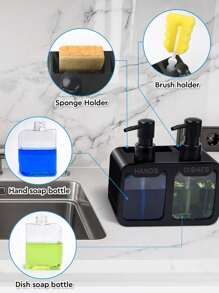 1pc Dish Soap Dispenser For Sink Countertop, Soap Dispenser With Sponge Caddy And Brush Holder, Refillable Lotion Dispenser, Lotion Container For Bathroom, Bathroom Accessories, Home Decor, Furniture For Home Kitchen Items Kitchen Accessories Kitchen Kitchen Tools - one-size - View 6