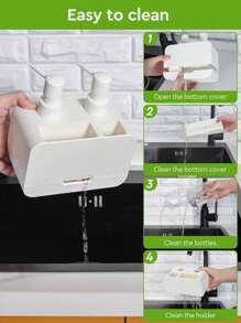 1pc Dish Soap Dispenser For Sink Countertop, Soap Dispenser With Sponge Caddy And Brush Holder, Refillable Lotion Dispenser, Lotion Container For Bathroom, Bathroom Accessories, Home Decor, Furniture For Home Kitchen Items Kitchen Accessories Kitchen Kitchen Tools - one-size - View 8