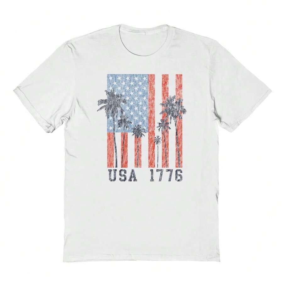 Social Collective Usa 1776 Palm Trees Graphic Cotton Short-Sleeve T-Shirt - 白色 - 查看 1