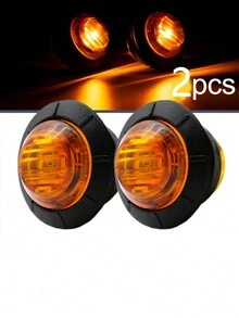 2pcs Mini LED Marker Light Truck Side Warnning Lights Round Signal Lamp For Trailer Boat Tractor Yellow Red Blue Green White - White - View 7