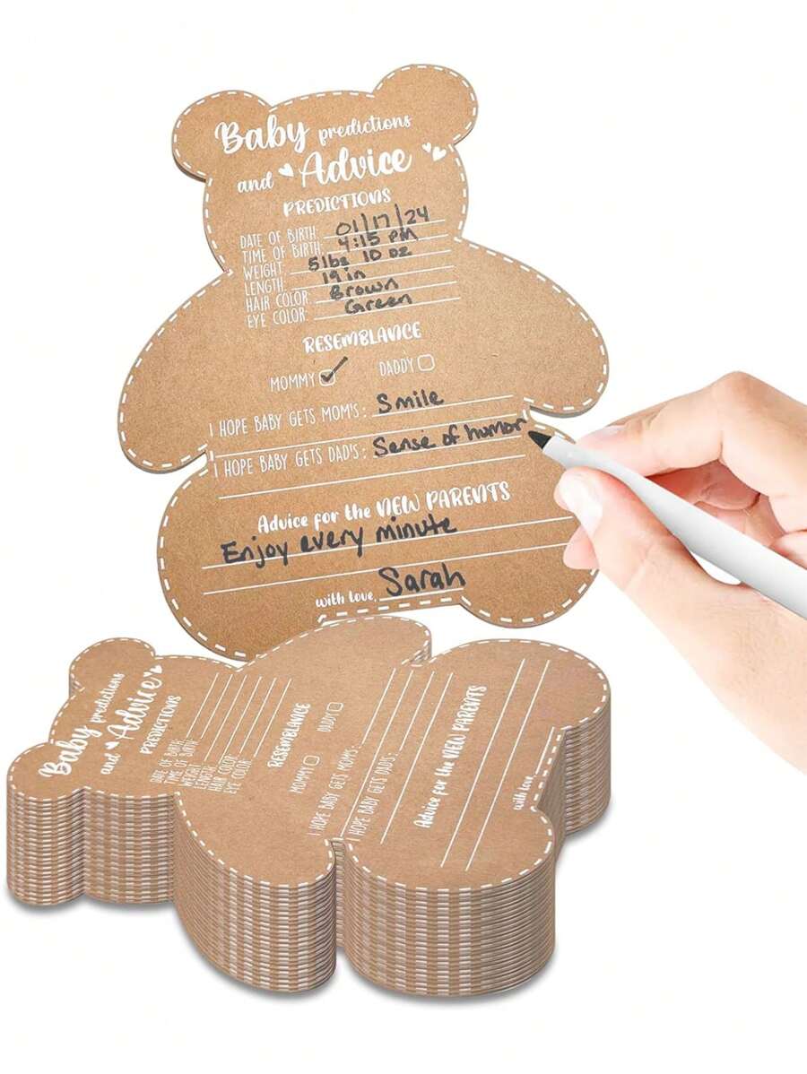 10Pcs Set Gender Reveal Shower Games We Can Bearly Wait Teddy Bear Shower Advice Cards For Parents To Be - Set Of 10 - Woodland Shower Games,Christmas - Multicolor - View 1