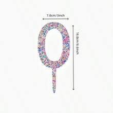 數字生日蛋糕裝飾，多彩閃粉亞克力蛋糕上層，派對用品 - 彩色 - 查看 14