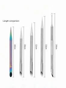Stainless Steel Cuticle Pusher Nail Dotting Pen Nail Care Tool Double Ended Manicure Stick Cuticle Remover Cleaner Cuticle Pusher Wooden Cuticle Pusher Sticks Glass Cuticle Pusher And File Kit - Multicolor - View 2