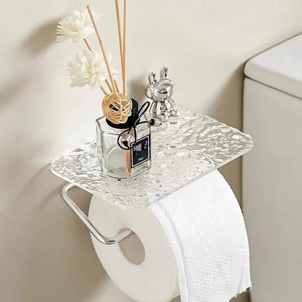 Support de papier de toilette avec étagère pour téléphone, décoration de salle de bain, rangement de rouleau de papier de toilette mural autocollant ou vissé, support de rouleau de papier de toilette en acier inoxydable pour salle de bain