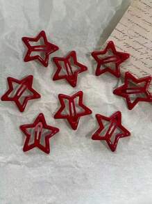 DIYPLUS 50pcs/Pack Y2K Candy Color Hairpins, Cute Bangs & Side Hair Clips For Women, Random Color Dispatched, Fashionable Daily Accessories Claw Clips Hair Claws Hair Barrettes, School Stuff, Hair Accessories, Head Accessories - Red - View 5
