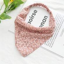 1 Piece Of Floral Elastic Headband, Women's Thin Floral Cloth Headband, European And American Triangular Scarf - Multicolor - View 5