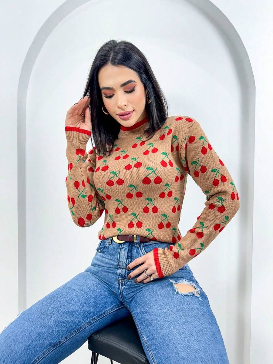 Women Sweaters - 駝色 - 查看 1