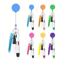 1set Nurse Pen Set Include 1 Piece Tip Highlighter 1 Piece Permanent Marker Pen And 1 Piece Retractable Ball Pen Pack With 1 Piece Nurse Badge Clip Retractable ID Name Reels