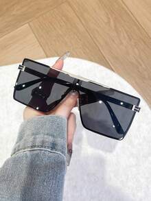 1pc Big Frame Sunscreen Fashion Glasses, Summer Decoration - Multicolor - View 10