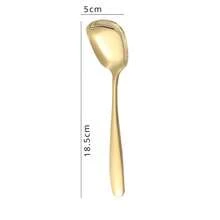 Stainless Steel Flat Bottom Spoon, Creative Square-Headed Thickened Ladle With Chinese-Style Sweet Soup Spoon, For Household Use - Gold - View 9