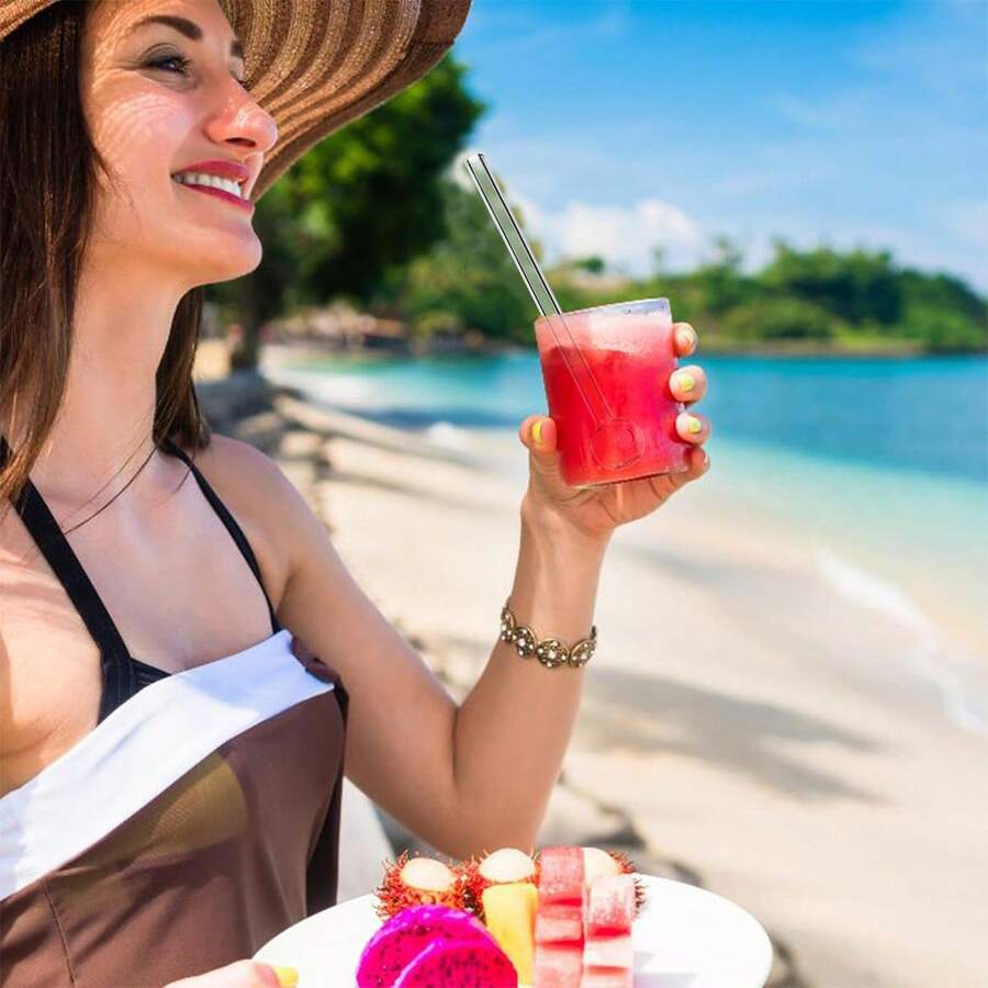 Glass Straws Shatter Resistant, Glass Straw Reusable ,4 /10 Inch Cocktail Drinking Straws Perfect For Milkshake, Smoothies, Coffee, Juice-Dishwasher Safe - Multicolor - View 1