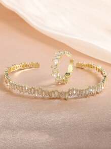 rakol 2 pezzi Set di anello e braccialetto con decorazione asimmetrica in zirconia cubica alla moda - Oro giallo - Visualizzare 4