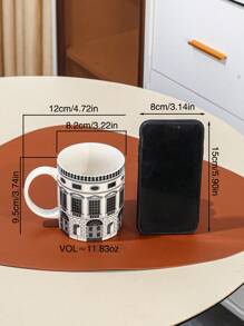 1 件绘画陶瓷杯，适用于厨房、餐厅、客厅的茶、咖啡、牛奶、果汁，350 毫升，适用于婚礼、派对、礼物、生日、圣诞节返校 - 彩色 - 查看 3