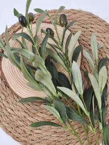 2PCS Artificial Olive Branches Silk Olive Leaves Green Plants Stems Fake Fruit Plants Suitable For Vase Tabletop Office Home Decoration - 2PCS Olive Branch - View 4
