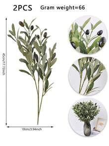 2PCS Artificial Olive Branches Silk Olive Leaves Green Plants Stems Fake Fruit Plants Suitable For Vase Tabletop Office Home Decoration - 2PCS Olive Branch - View 2