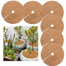 1pc Round Coconut Shell Fiber Plant Mulch With Open Hole In The Middle Of Coconut Palm Fiber Flat Mat Tight Anti-Grass Mat Flowerpot Mat - Brown - View 6
