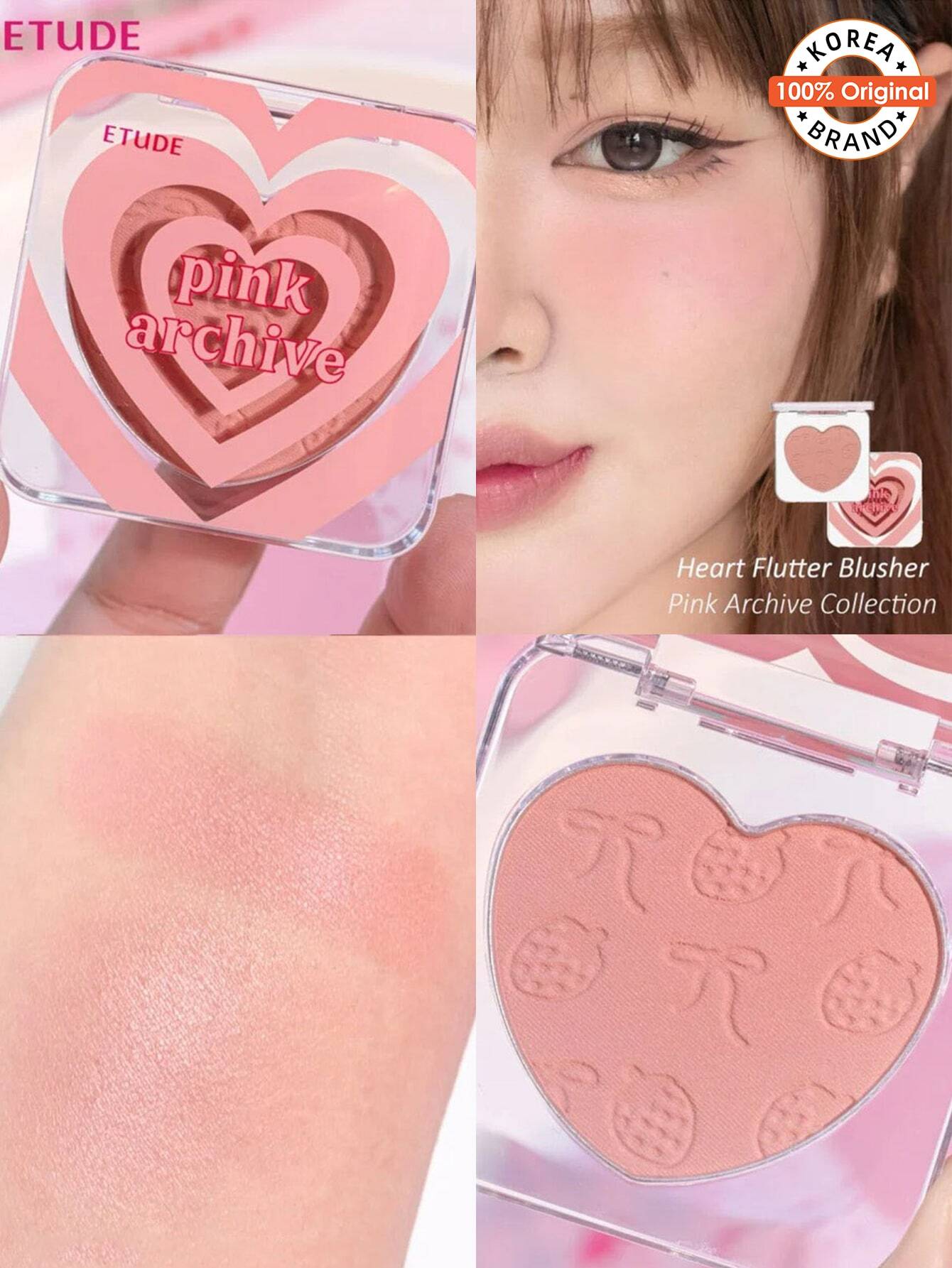 Etude House Heart Flutter BlusherKBEAUTYWarm Pink Shade Naturally