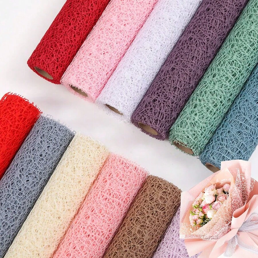 1卷，中空手工製作DIY包裝紙剪貼簿裝飾婚禮花禮手工包裝網格織紋網50cm寬*5碼長，禮品包裝，花束用品，聖誕節裝飾，禮品包裝紙，花卉包裝紙