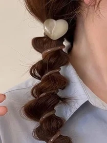 1pc New Stylish Heart Shaped Phone Cord Hair Tie Ponytail Braiding Tool Accessories