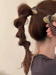 1pc New Stylish Heart Shaped Phone Cord Hair Tie Ponytail Braiding Tool Accessories