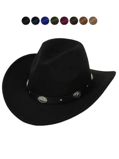 女式新款西部牛仔帽，配有便携式花卉腰带，多种颜色可选，爵士帽风格万圣节