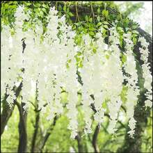 Conjunto de 2 piezas Decoración de boda para fiesta de estilo nórdico con vid floral blanca para jardín de fondo - Blanco - Ver 6
