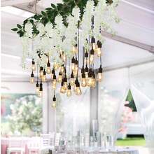 Conjunto de 2 piezas Decoración de boda para fiesta de estilo nórdico con vid floral blanca para jardín de fondo - Blanco - Ver 3