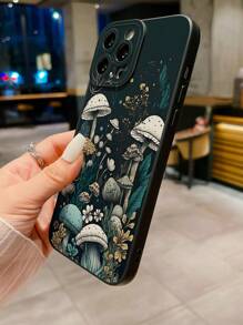 1 Stück Smartphone Hülle mit Blumen- und Pilzmuster, kompatibel mit Apple, /Galaxy, Infinix, Redmi, OPPO, VIVO, Realme, wasserdicht, stoßfest, kratzfest