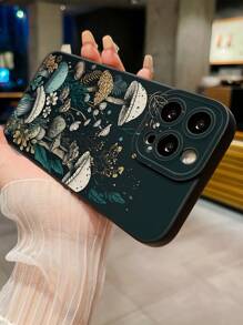 1 Stück Smartphone Hülle mit Blumen- und Pilzmuster, kompatibel mit Apple, /Galaxy, Infinix, Redmi, OPPO, VIVO, Realme, wasserdicht, stoßfest, kratzfest